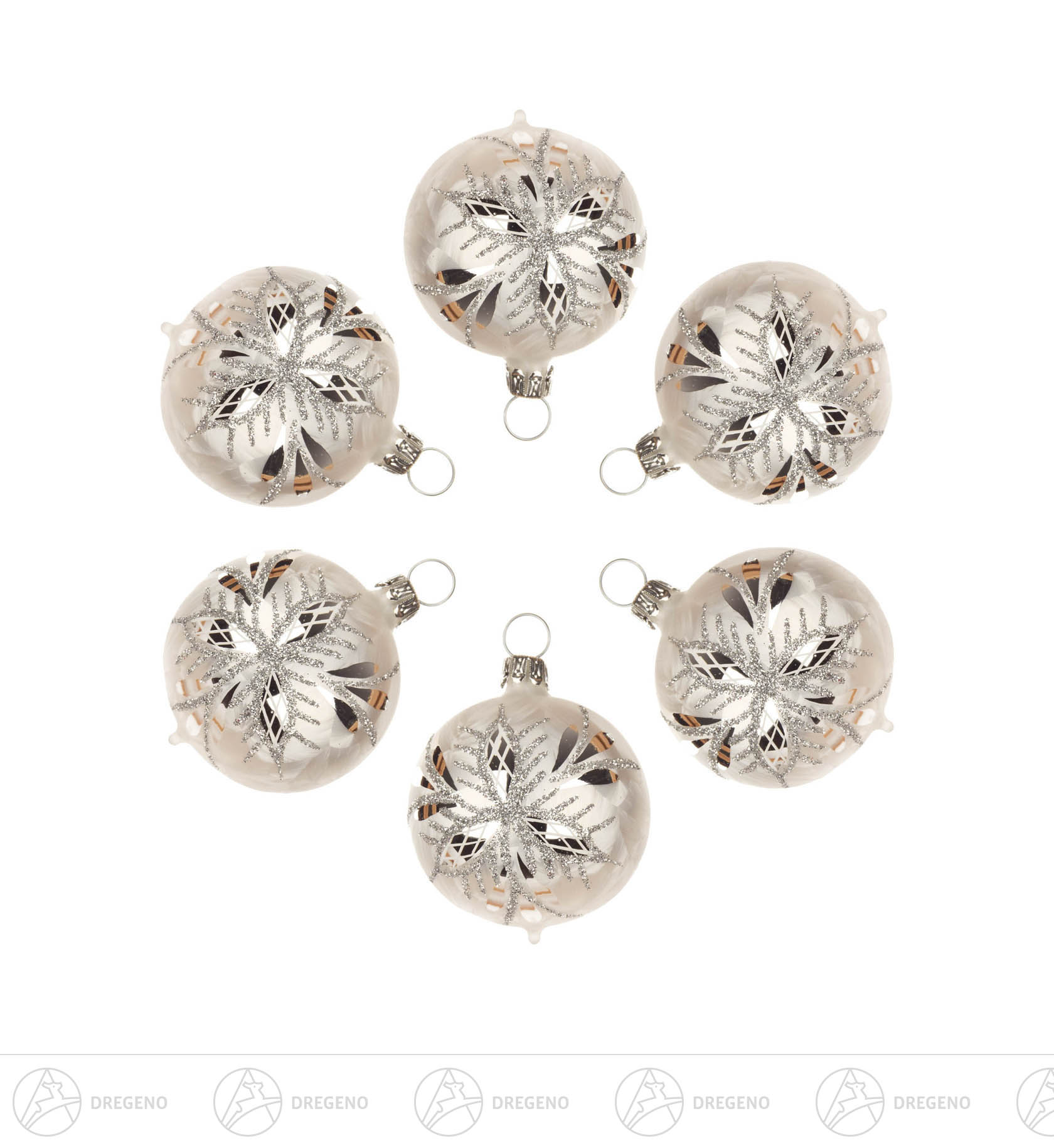 Thüringer Christbaumschmuck Kugel 5cm eisweiß Waffelmuster silber (6