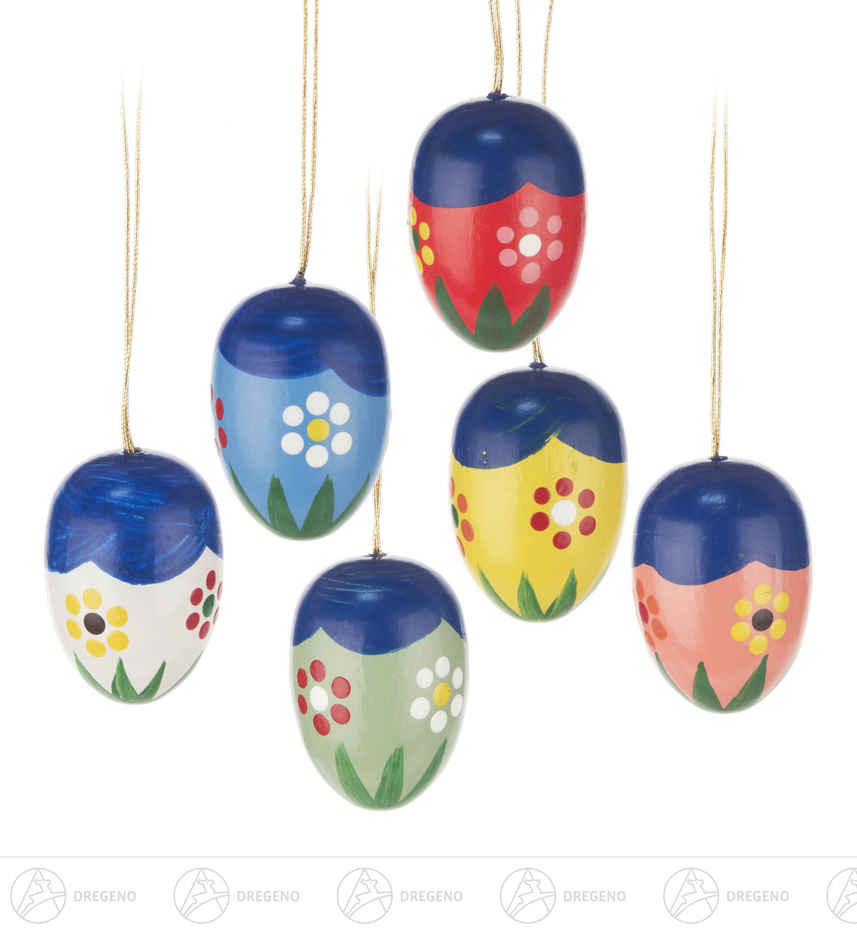 Behang Ostereier mit Blumen (6) 3cm