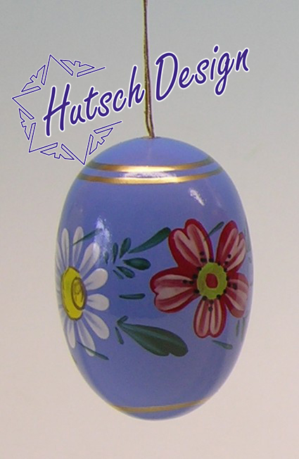 Osterei blau, 55 mm mit Blumen, handbemalt Osterei blau, 55 mm mit Blumen, handbemalt