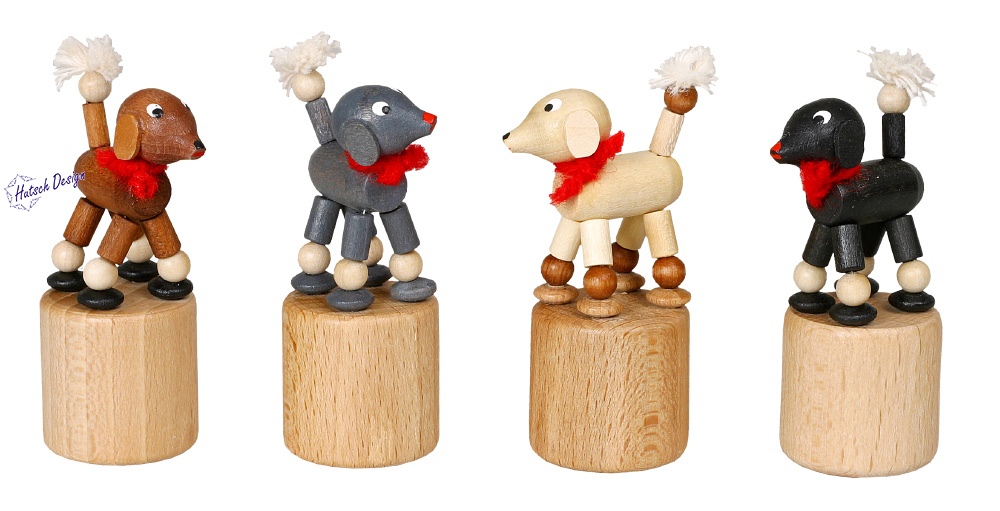 Pudel (weiß grau schwarz braun ) Wackeltier