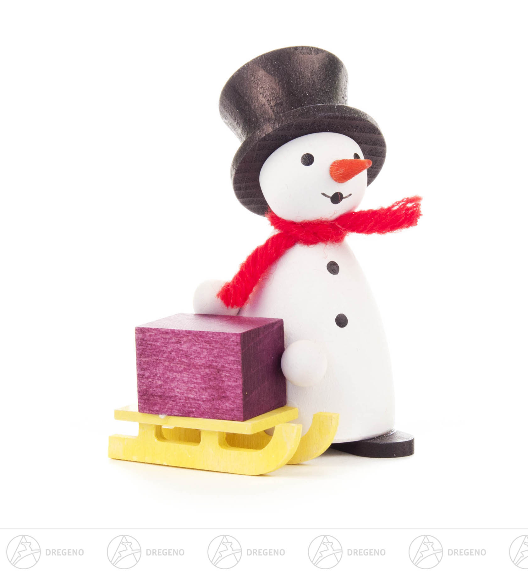 Schneemann mit Schlitten 8cm