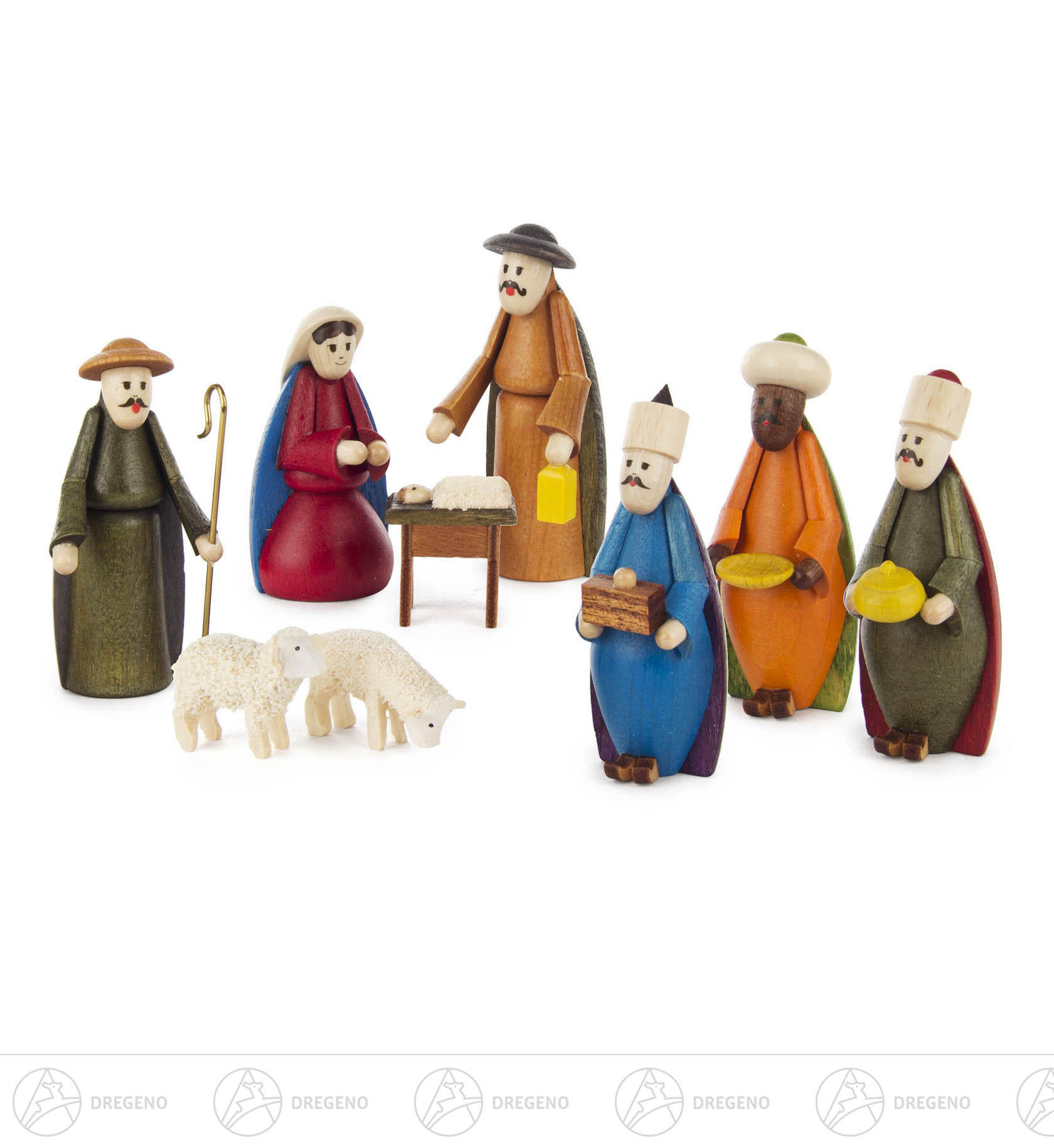 Krippefiguren farbig, (9-teilig) Krippefiguren farbig, (9-teilig)