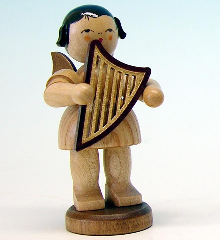 Engel stehend groß mit Handharfe, natur