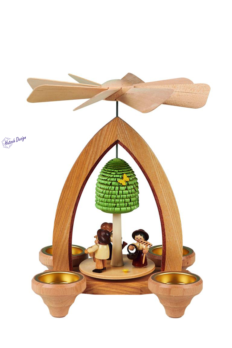 Teelichtpyramide mit Frühlingsgarten 26cm