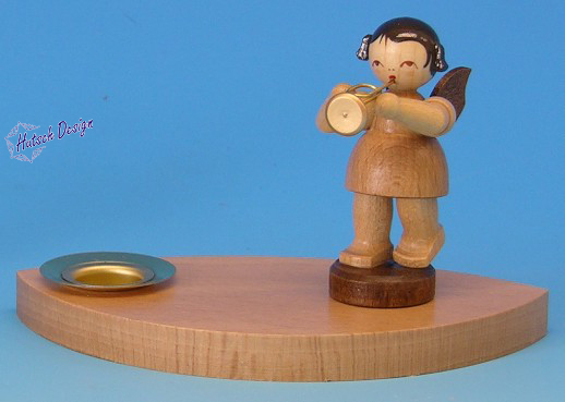 Kerzenhalter natur Engel mit Trompete, naturfarben