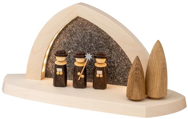 Gesteinsbogen 15x31x11cm natur LED beleuchtet Weihnachtssänger