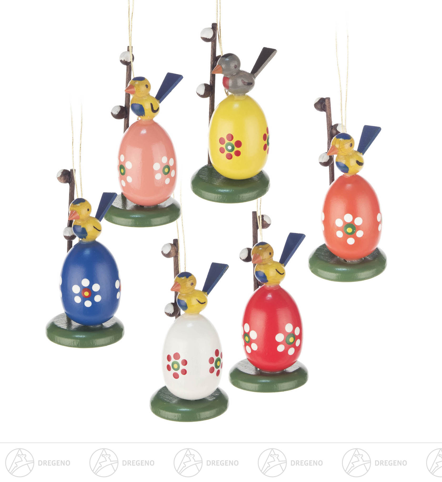 Behang Eier mit Maikätzchen (6) 6cm