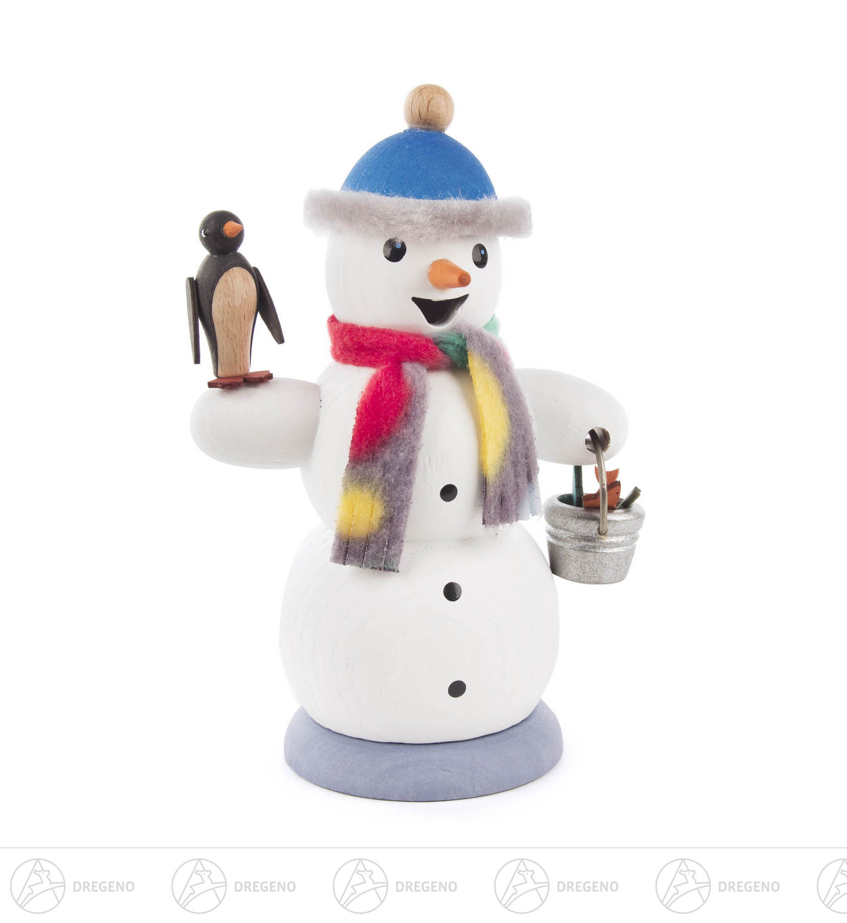 Räuchermann Schneemann mit Pinguin