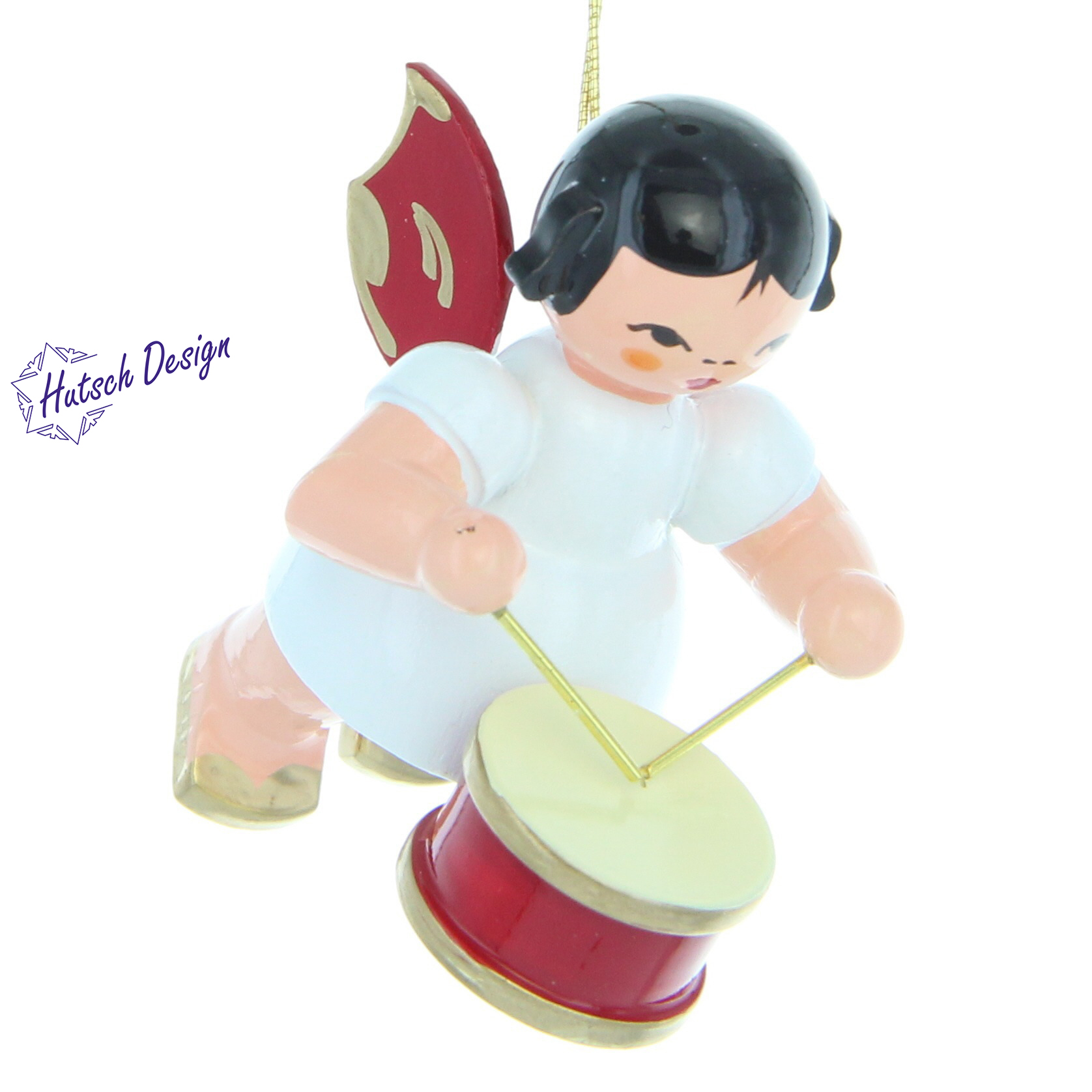 Schwebeengel mit Trommel, rote Flügel