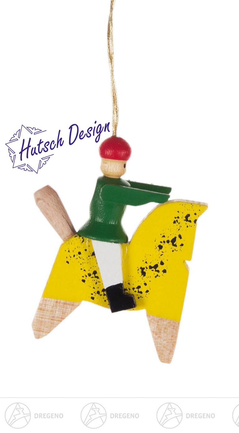 Behang Sonneberger Reiterlein Pferd gelb, Reiter grün