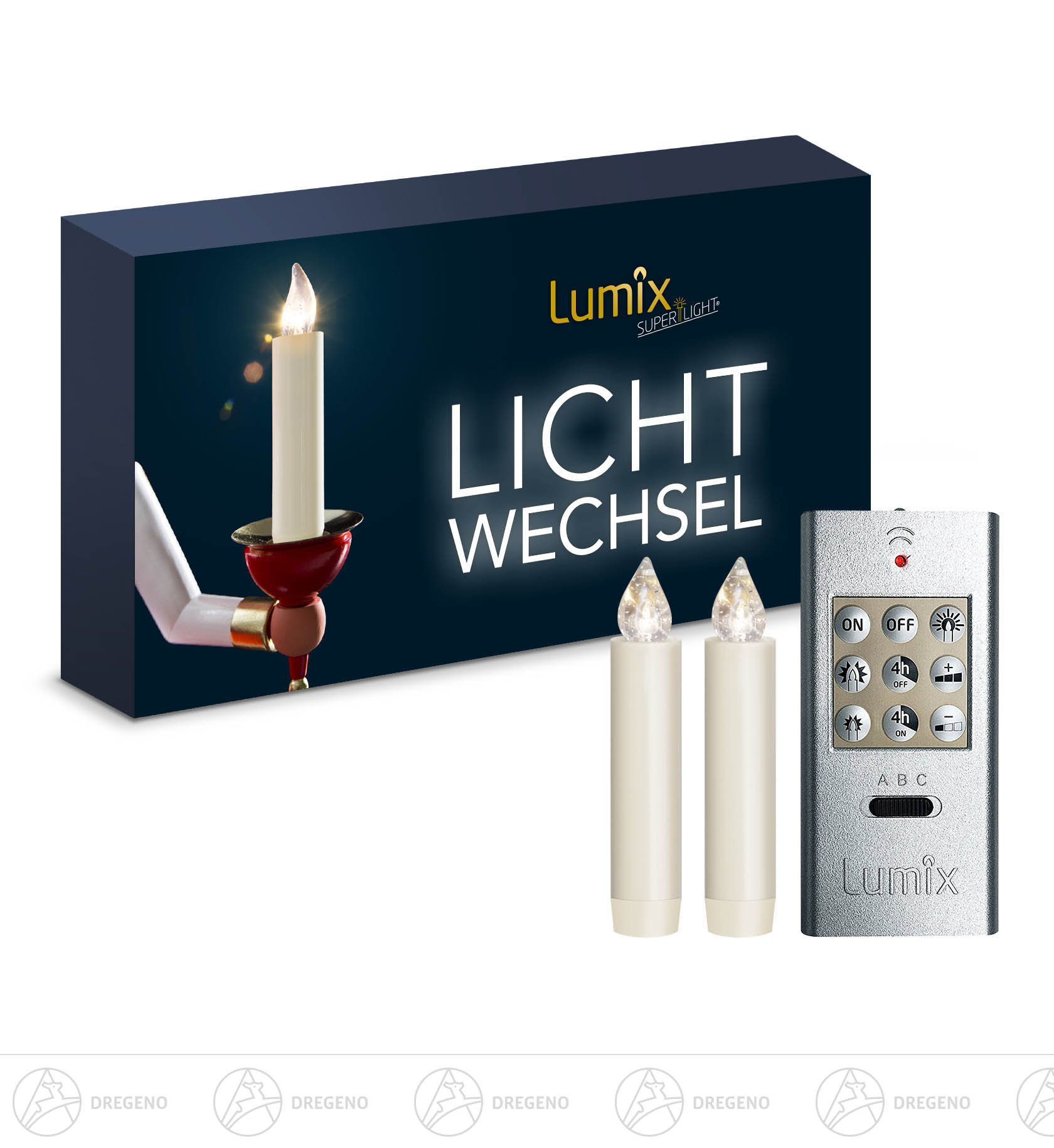 LUMIX CLASSIC MINI S,-Superlight- Basis 2 Kerzen, 1 Fernbedienung inkl.Batterien mit Magnetsockel-NEU-