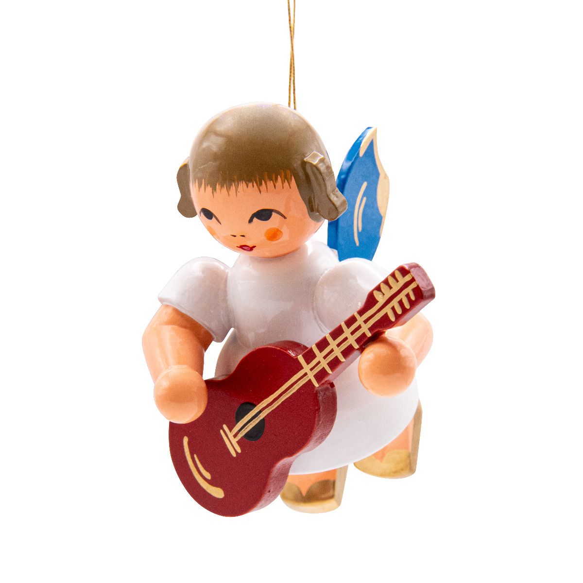 Schwebeengel groß mit Gitarre, blaue Flügel 9cm