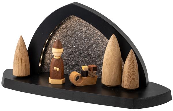 Gesteinsbogen 15x31x11cm anthrazit LED beleuchtet Weihnachtsmotiv natur