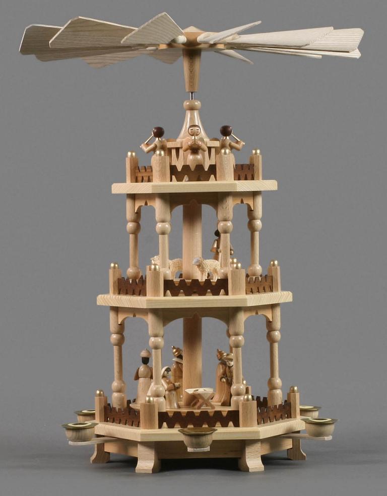 Pyramide mit Christi Geburt, 2-stöckig, für Kerzen d14mm