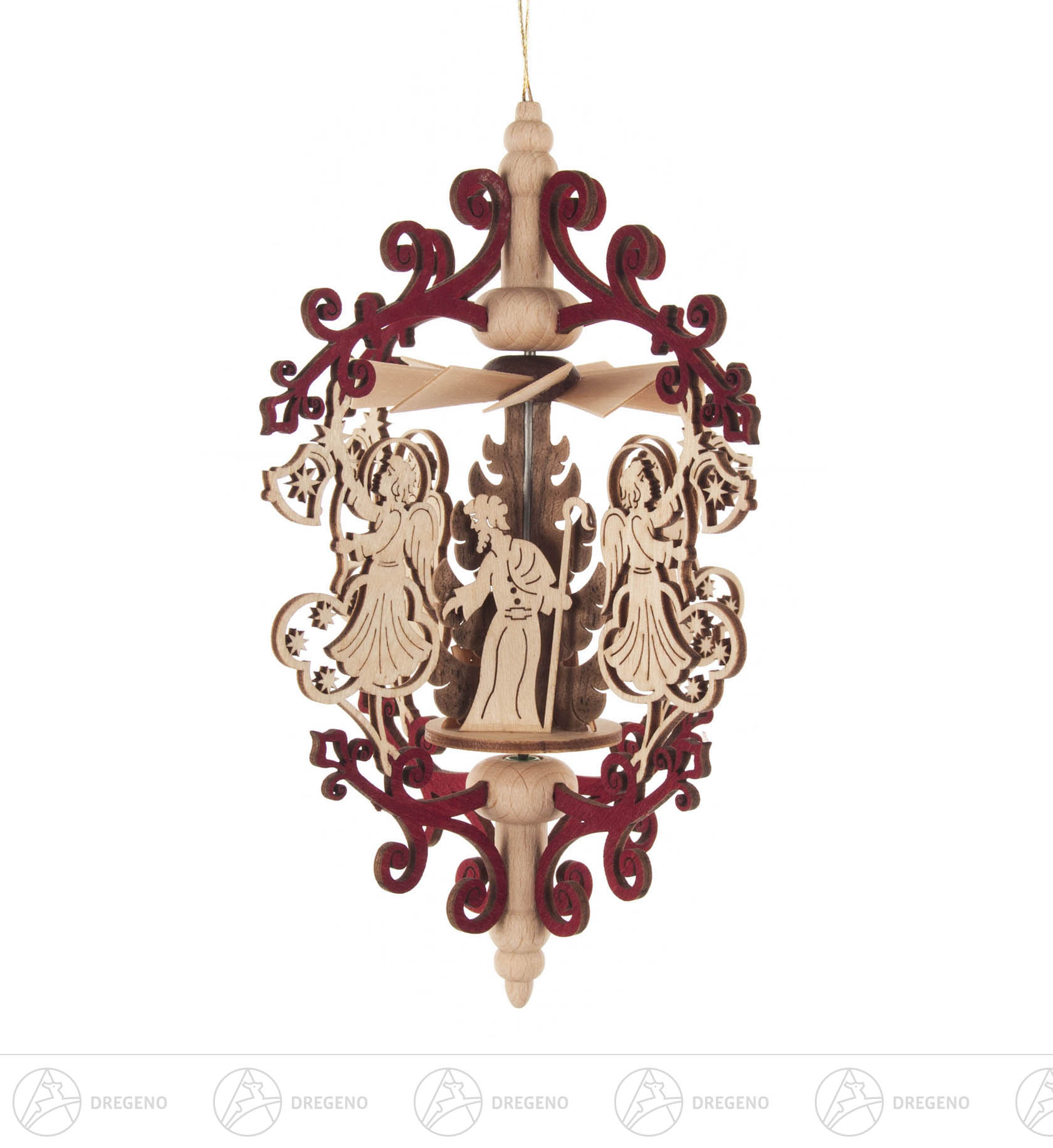 Wärmespiel Rollspan Engel mit Glocke/Christi Geburt, zum Hängen 11cm