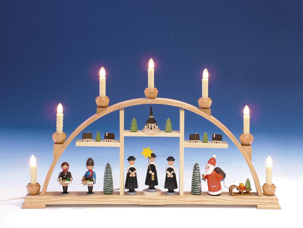 Schwibbogen mit Etagen und Figuren  ca. 38 cm , bunt, elektr. beleuchtet