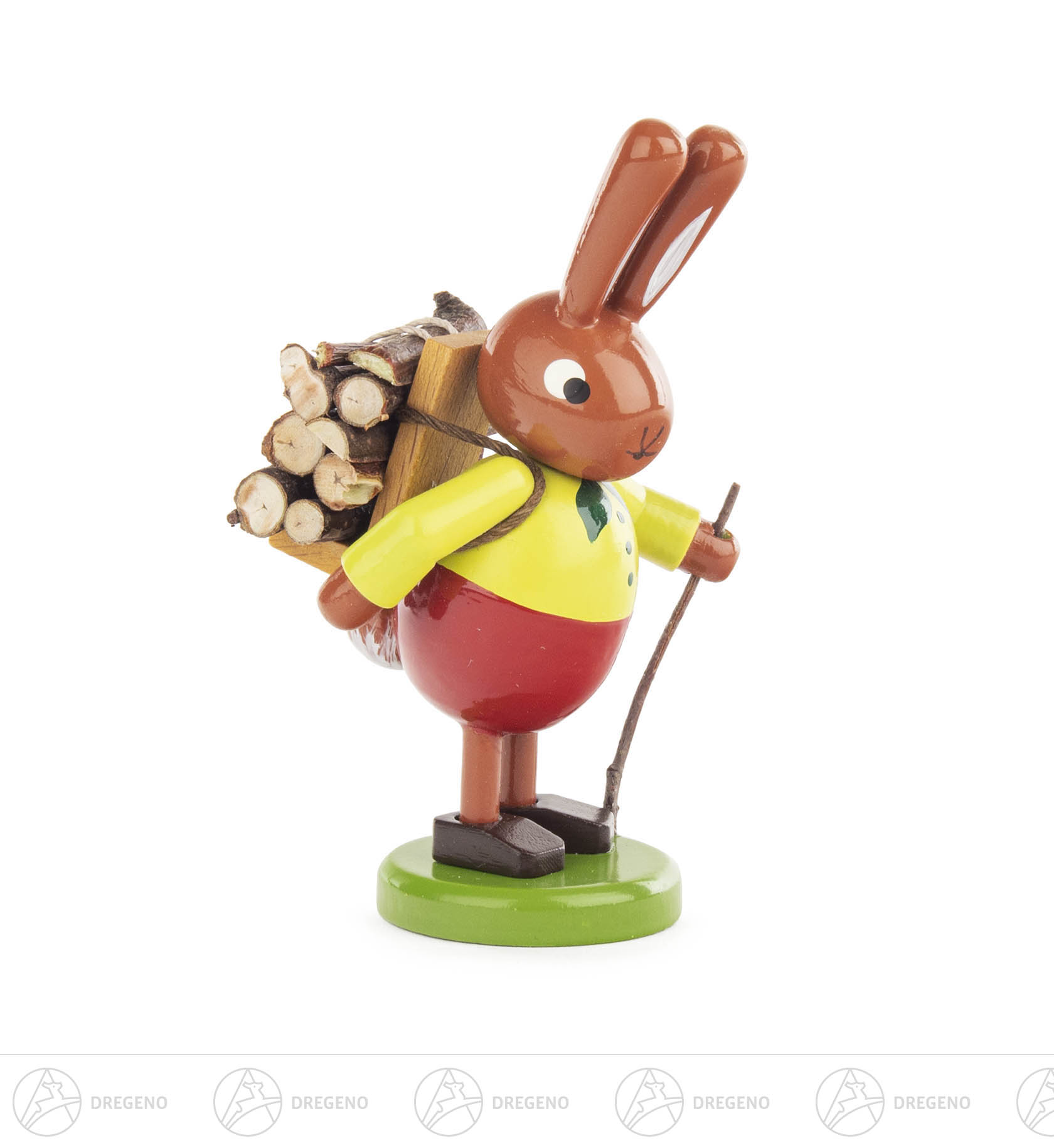 Hase mit Holztrage, klein 8cm