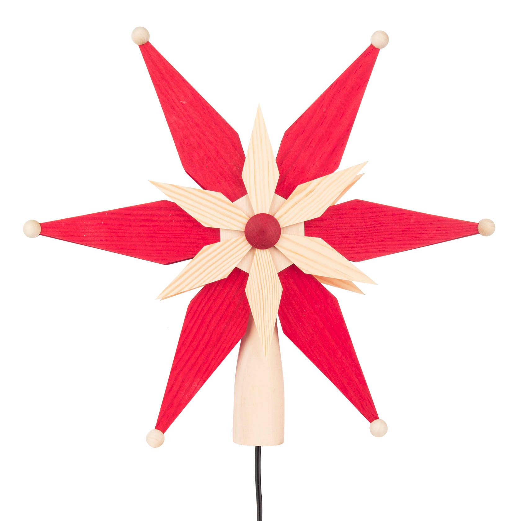 Christbaumspitze rot/natur mit elektrischer Beleuchtung 25cm Christbaumspitze rot/natur mit elektrischer Beleuchtung 25cm