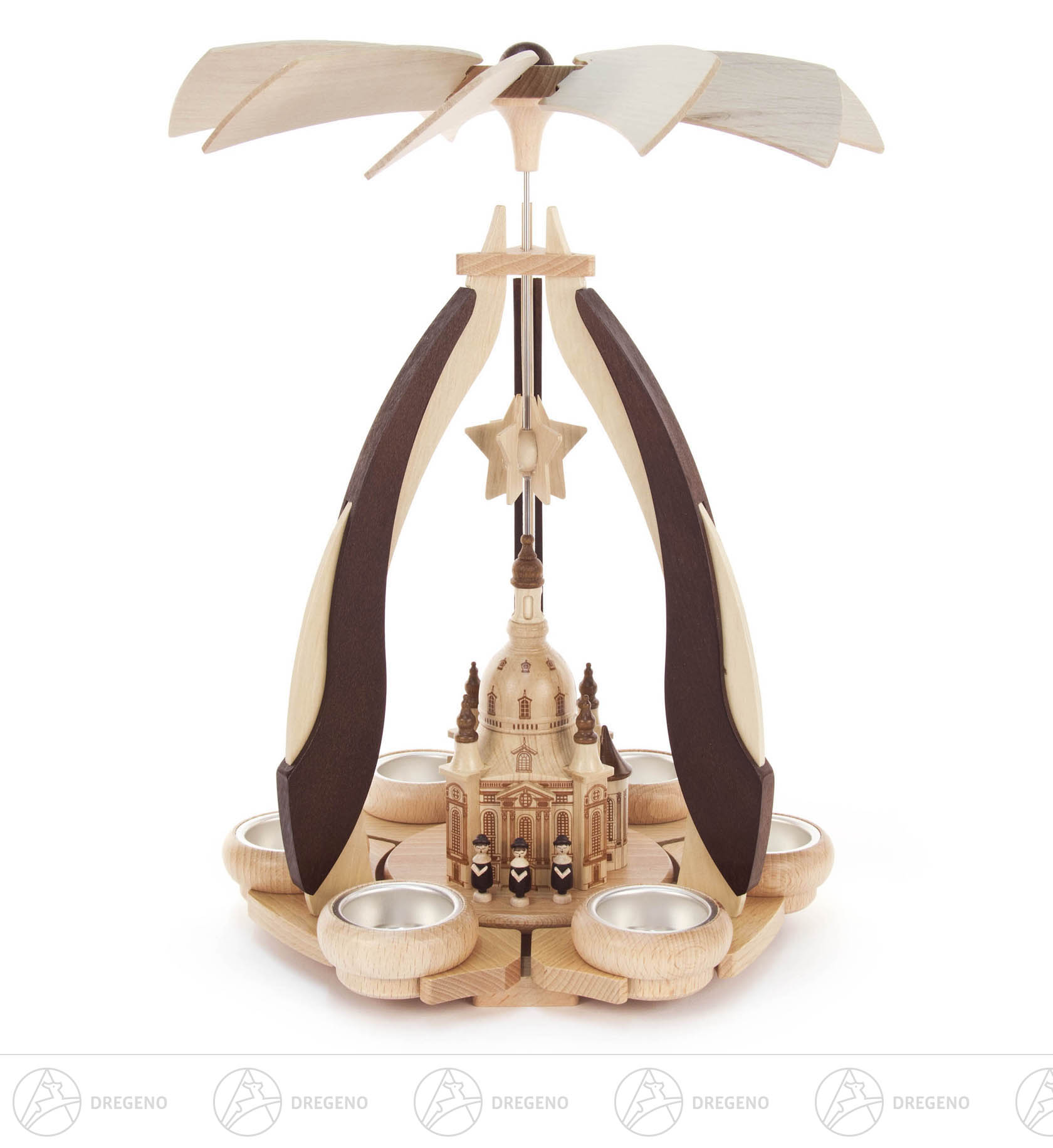 Design-Pyramide mit Dresdner Frauenkirche, für Teelichte