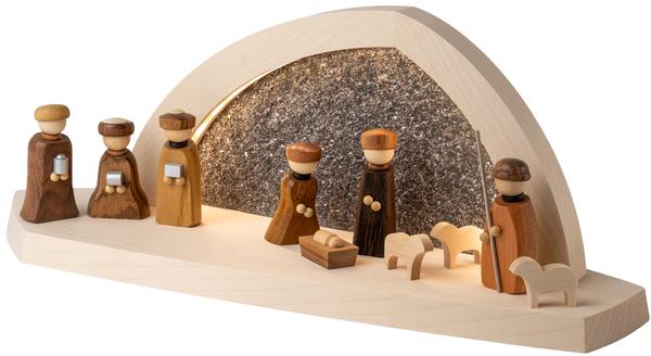 Gesteinsbogen 15x37x13cm natur LED beleuchtet Christi Geburt