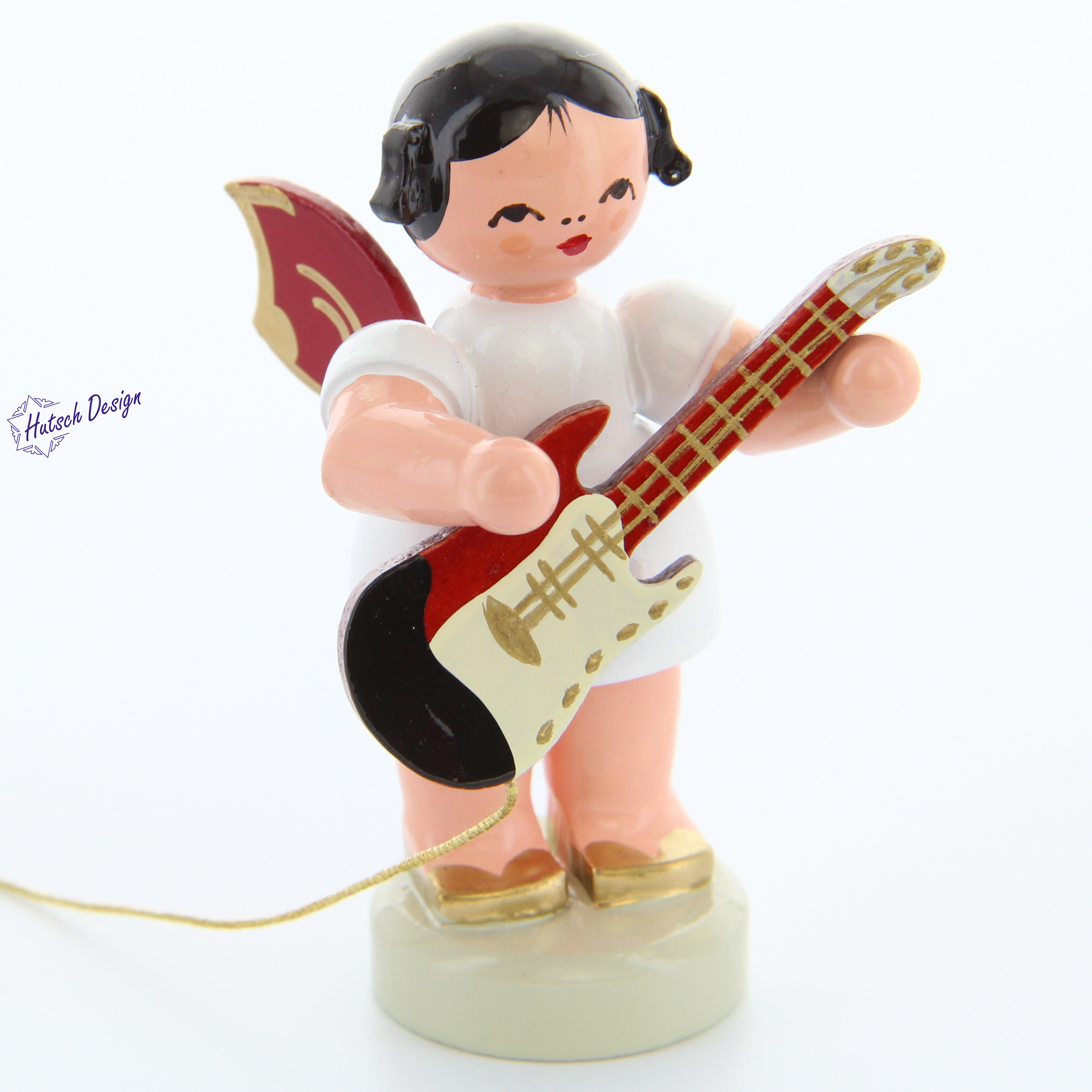 Engel stehend mit E-Gitarre, rote Flügel
