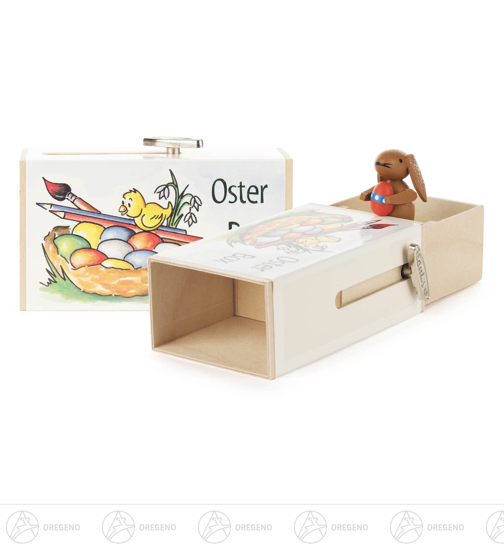 Schiebebox Oster-Box mit Hase Melodie: Osterparade 6cm Schiebebox Oster-Box mit Hase Melodie: Osterparade 6cm