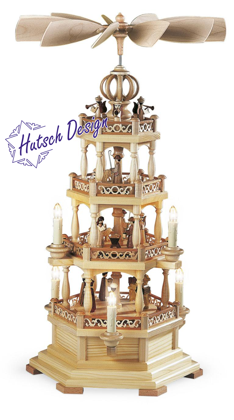 Pyramide Heilige Gesch. mit Engel 3-stöckig, natur