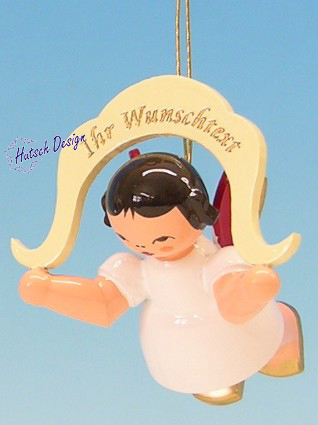 Engel schwebend Namensengel, Wunschtext, rote Flügel