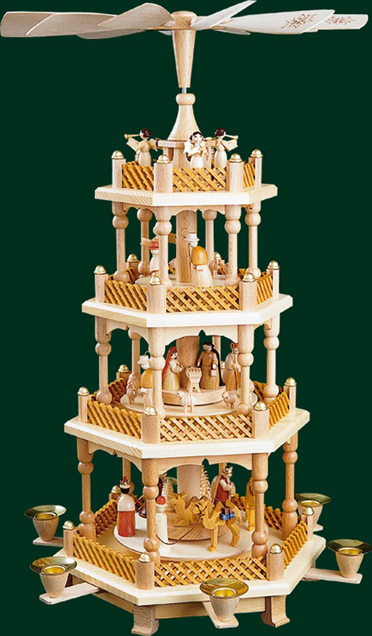 Pyramide Christi Geburt 3-st., natur  54 cm