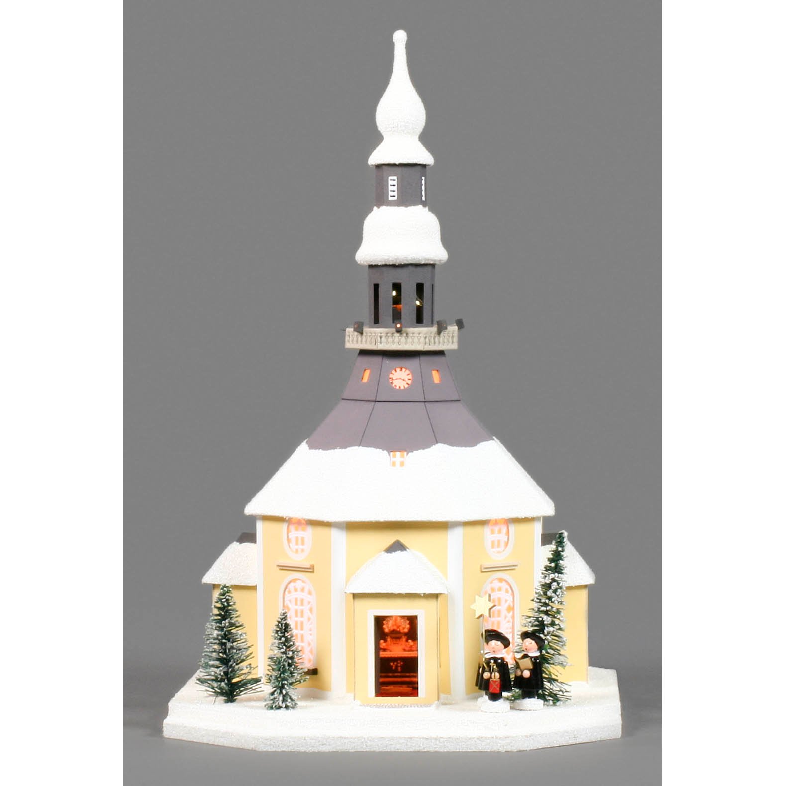 Lichterhaus Seiffener Kirche mit Kurrende, elektr. Beleuchtung 42cm