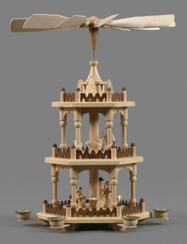 Pyramide mit Christi Geburt, 2-stöckig, für Kerzen d14mm