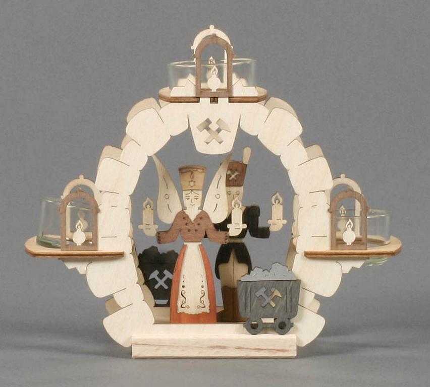 Teelichtkranz Engel und Bergmann