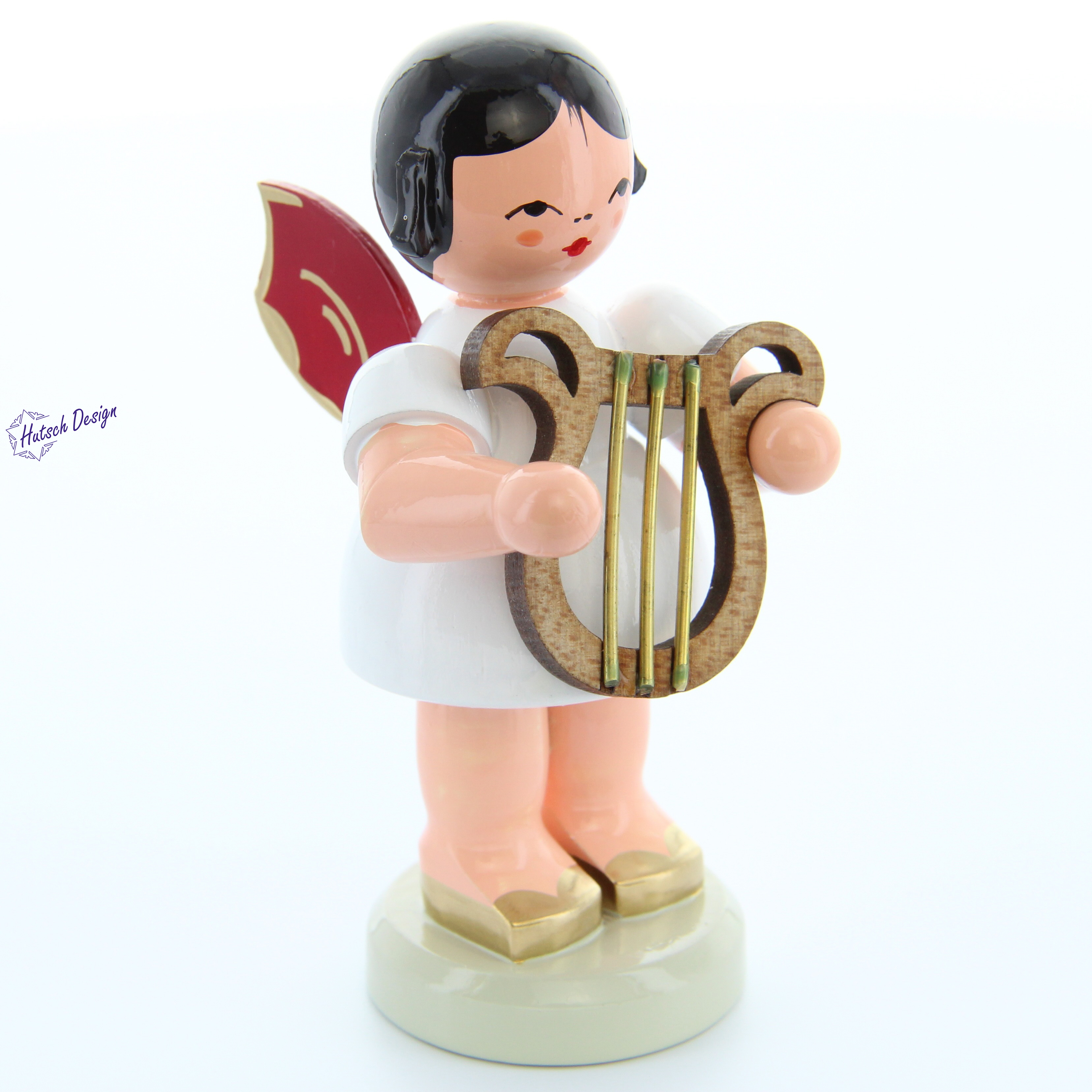 Engel stehend groß mit Leier, rote Flügel