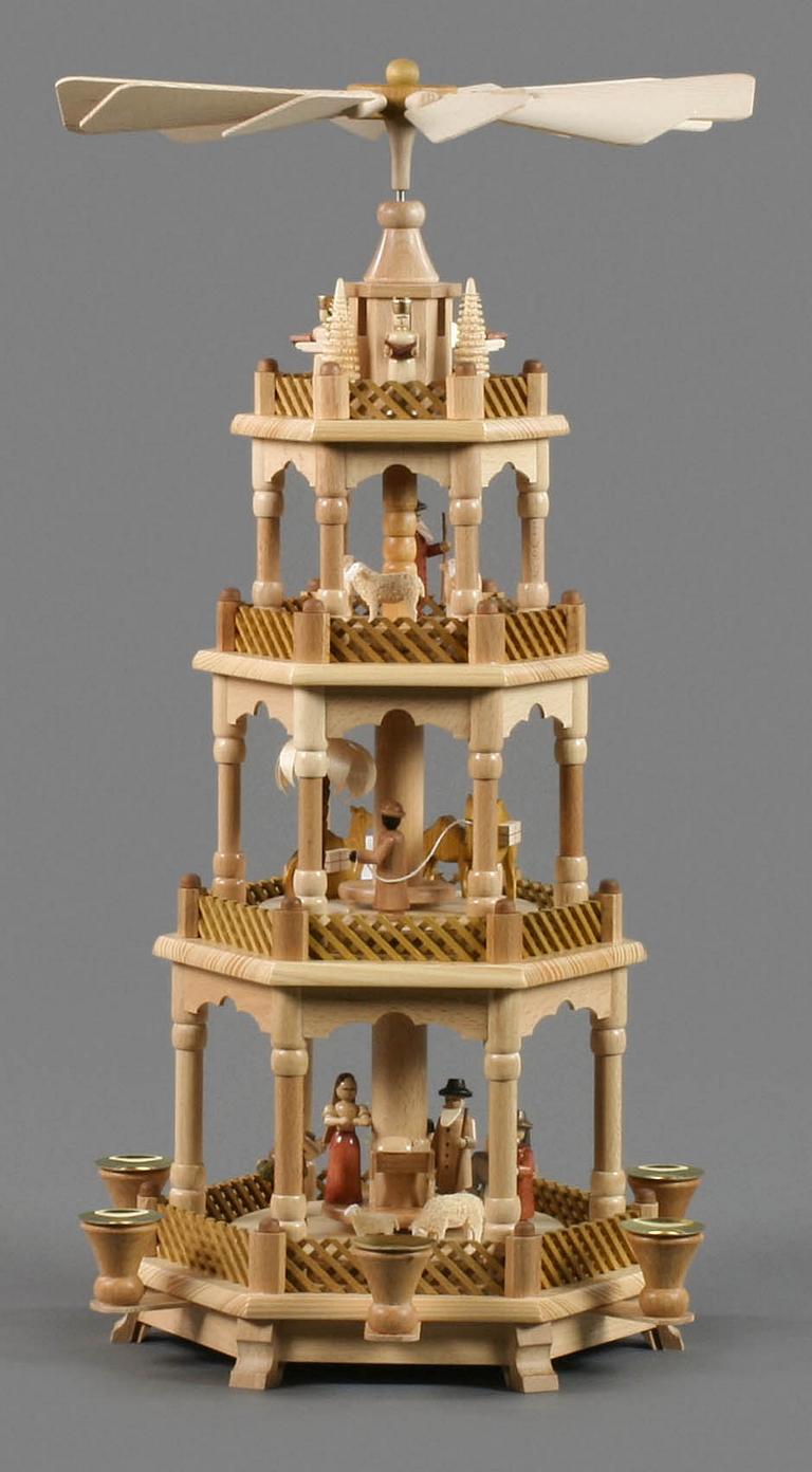 Pyramide mit Christi Geburt, 3-stöckig, für Kerzen d14mm