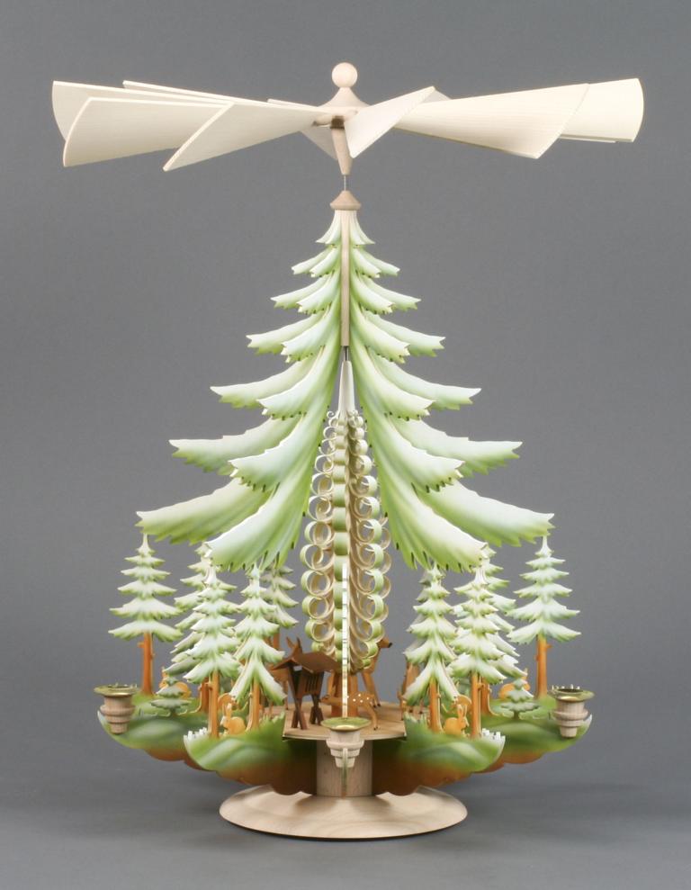 Pyramide mit Rehen groß, farbig, für Kerzen d14mm