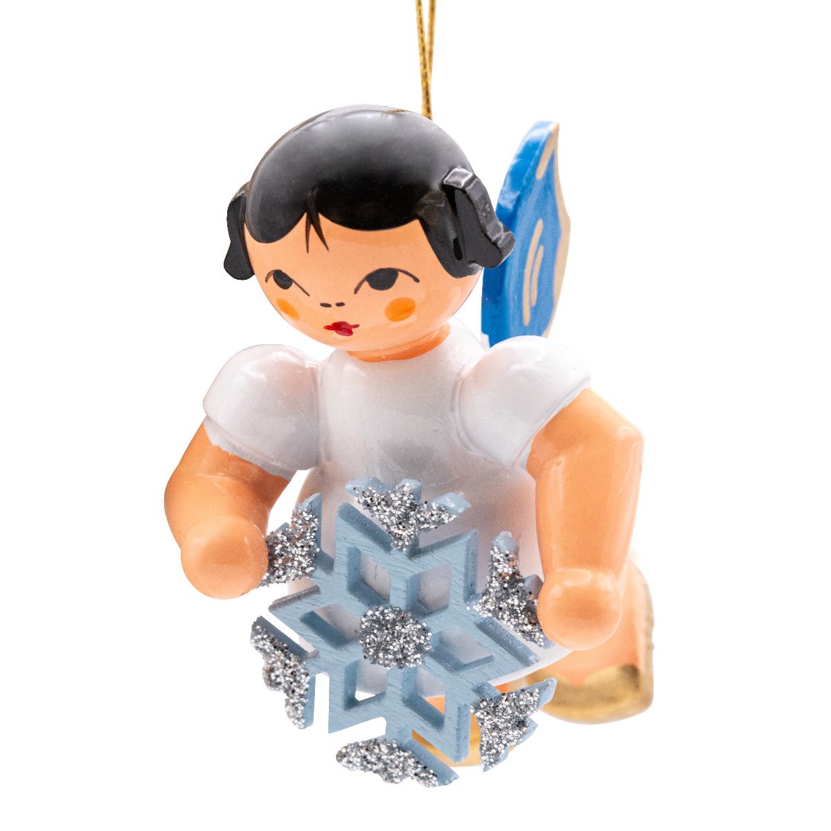 Schwebeengel mit Schneekristall, blaue Flügel 6cm Schwebeengel mit Schneekristall, blaue Flügel 6cm