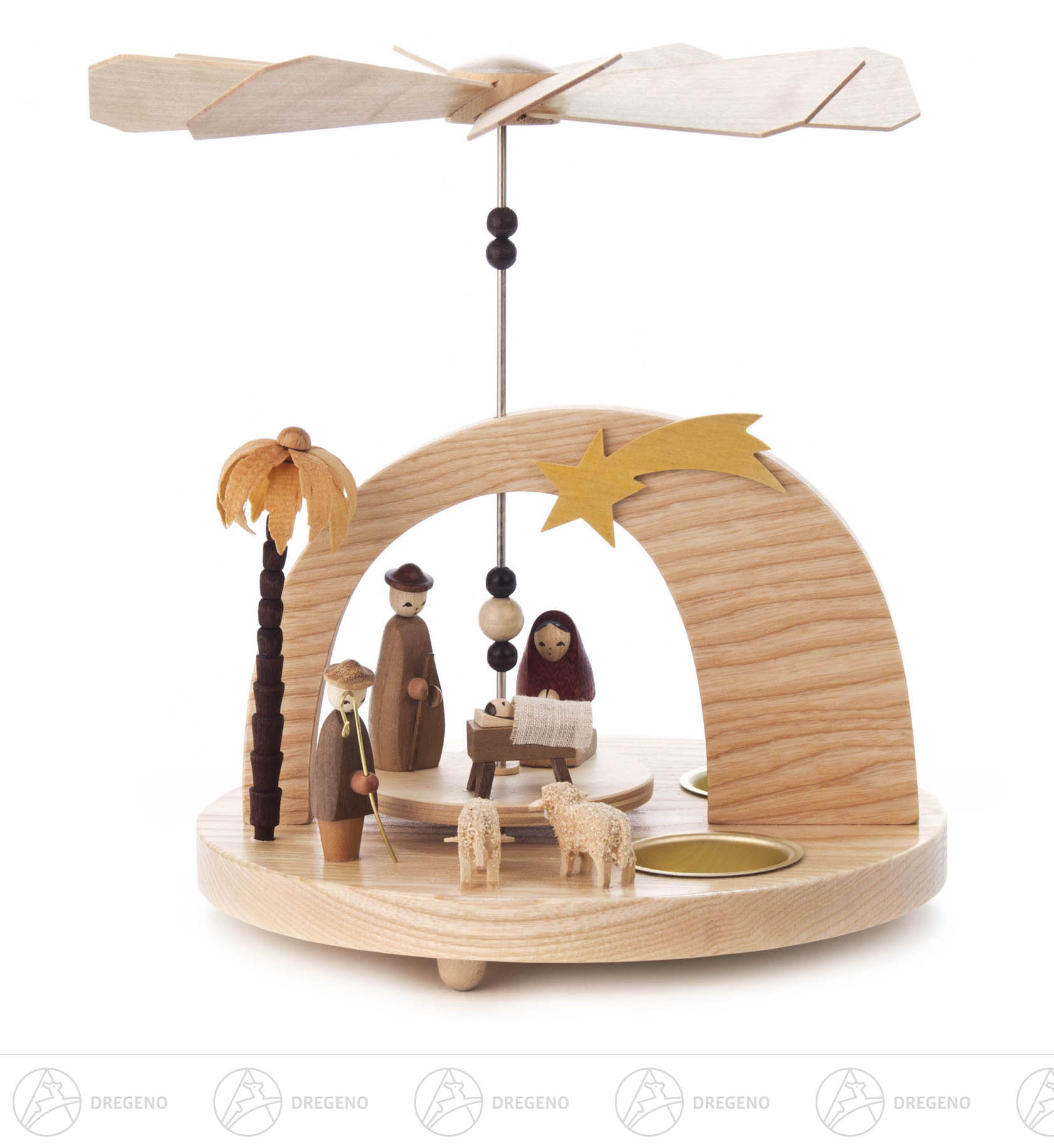 Pyramide mit Christi Geburt und Rundbogen, für Teelichte