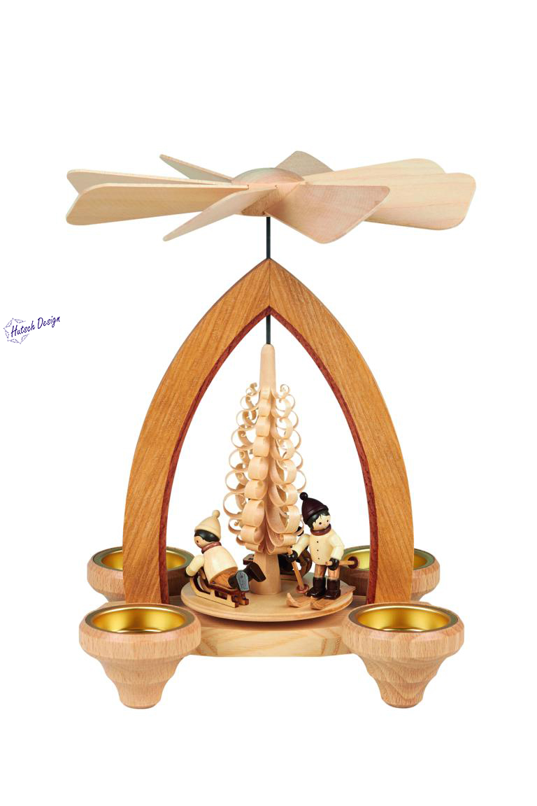 Teelichtpyramide mit Winterkinder 26cm Teelichtpyramide mit Winterkinder 26cm