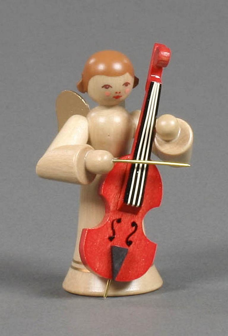 Engel mit Bassgeige, langer Rock, natur