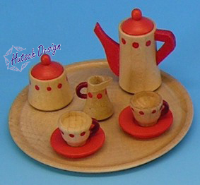 Kaffeeservice mit roten Punkten