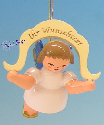 Engel schwebend Namensengel, Wunschtext, blaue Flügel