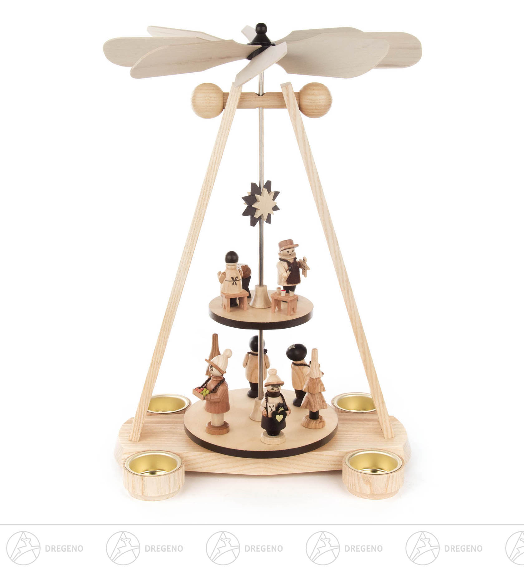 Pyramide Spielwarenmacher natur 2-stöckig für Teelichte