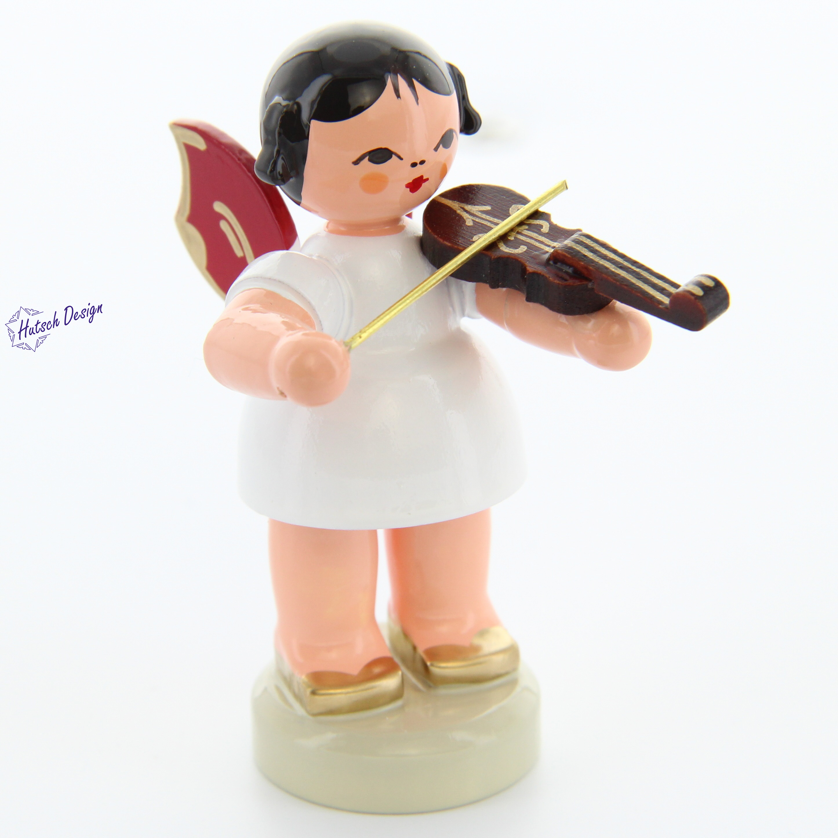 Engel stehend mit Violine, rote Flügel