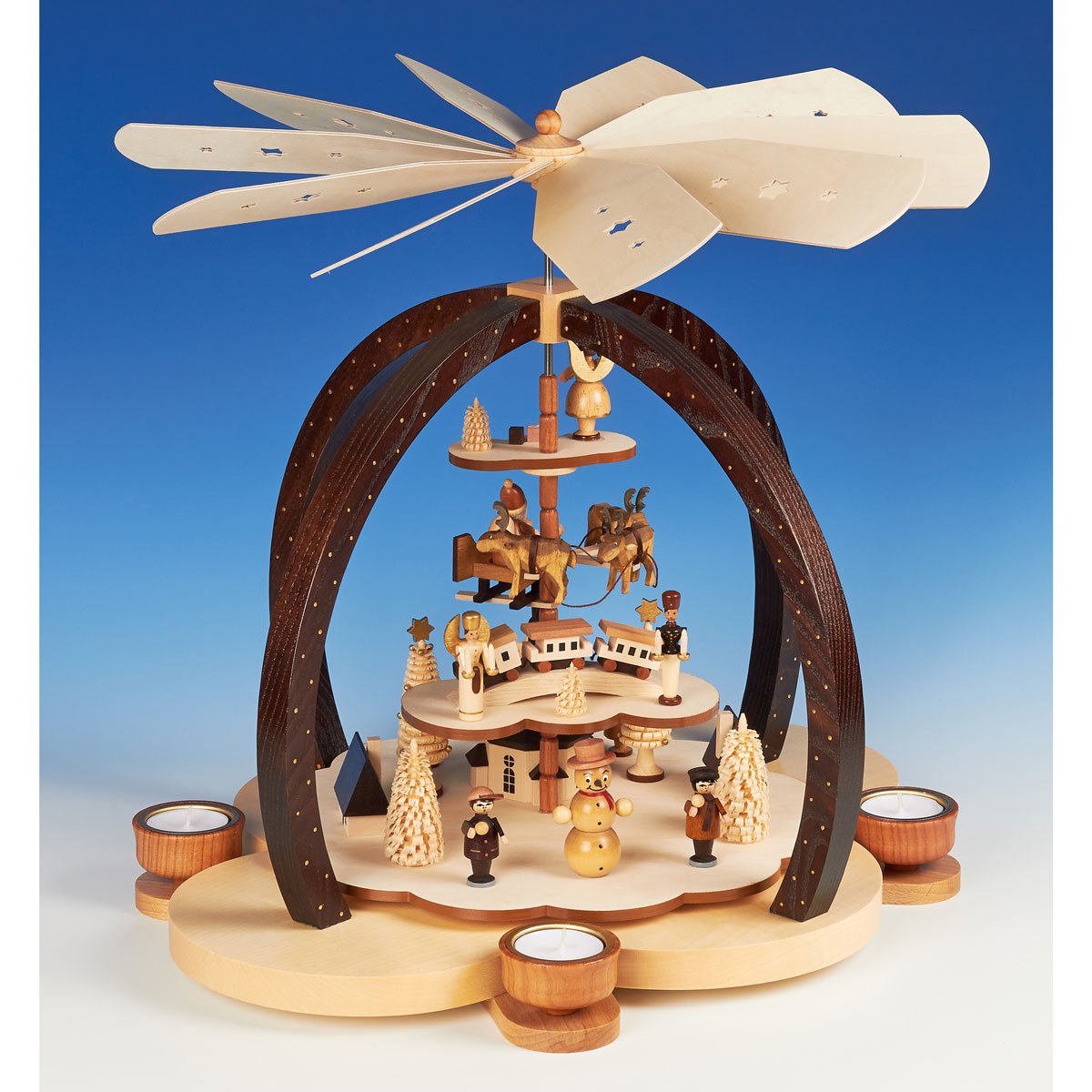 Pyramide Wolkenzauber natur, für Teelichte 39cm Pyramide Wolkenzauber natur, für Teelichte 39cm