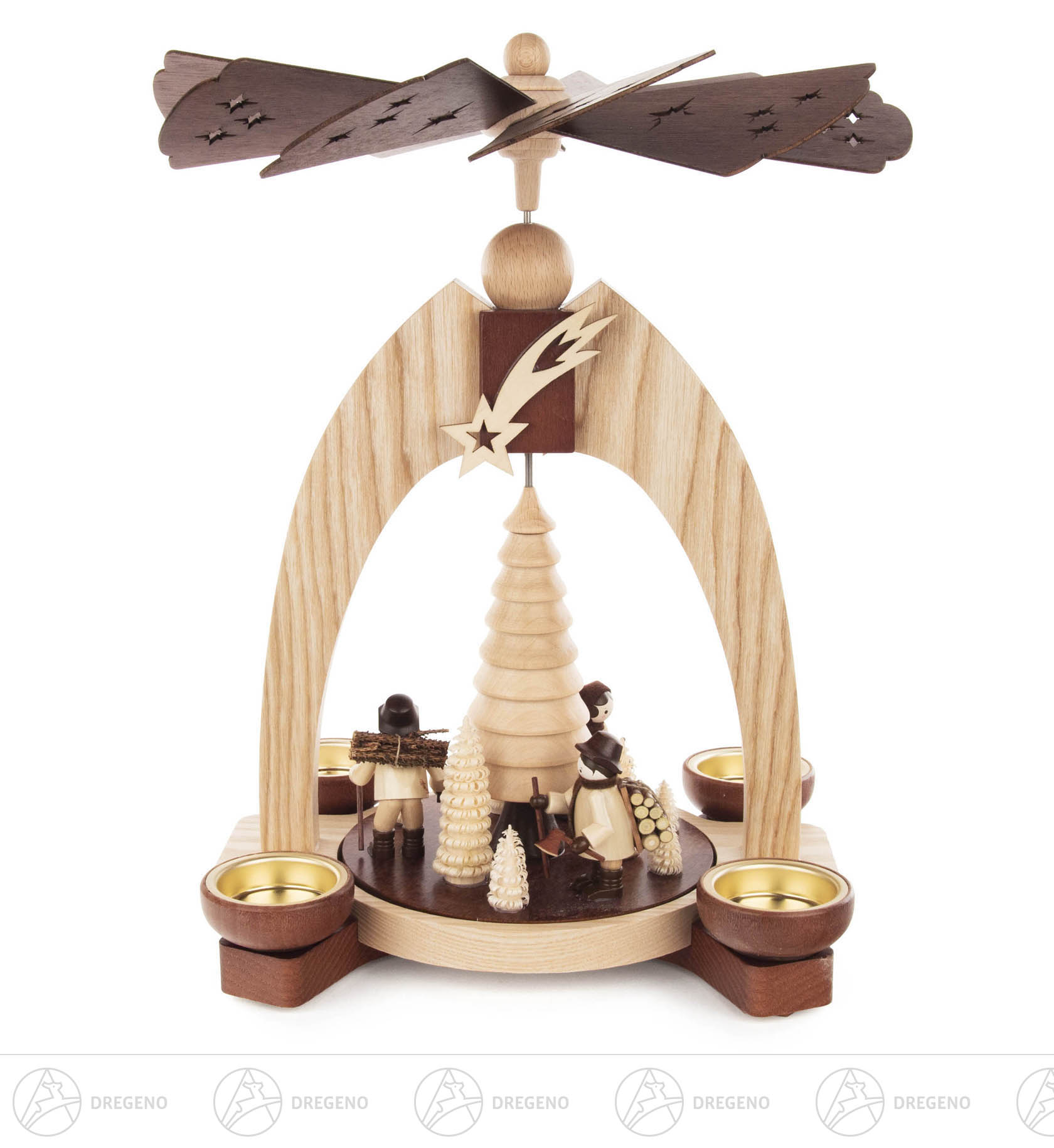 Pyramide mit Waldleuten natur für Teelichte