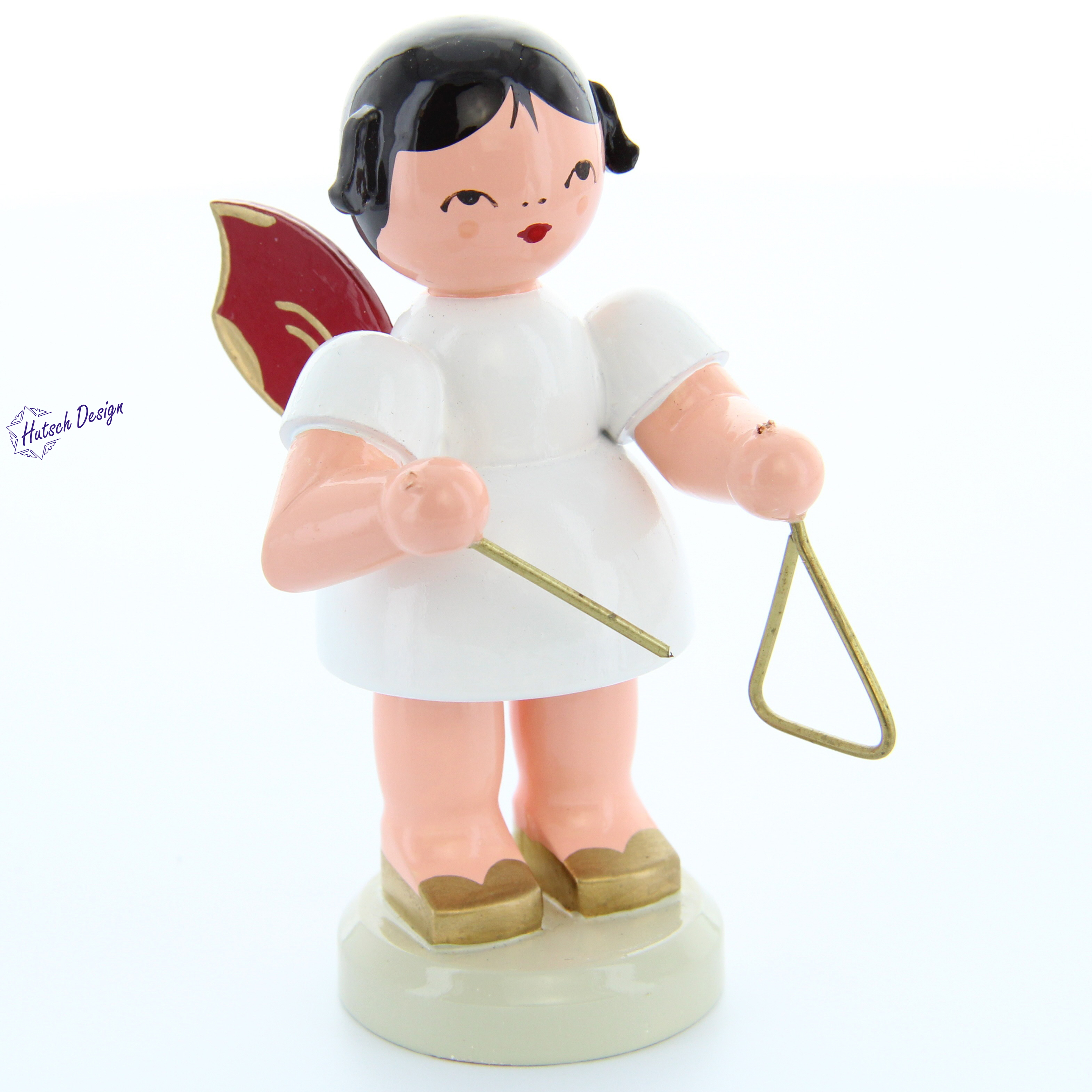 Engel stehend groß mit Triangel, rote Flügel