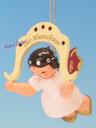 Engel schwebend Namensengel, Wunschtext Sondered. Swaro., rote Flügel