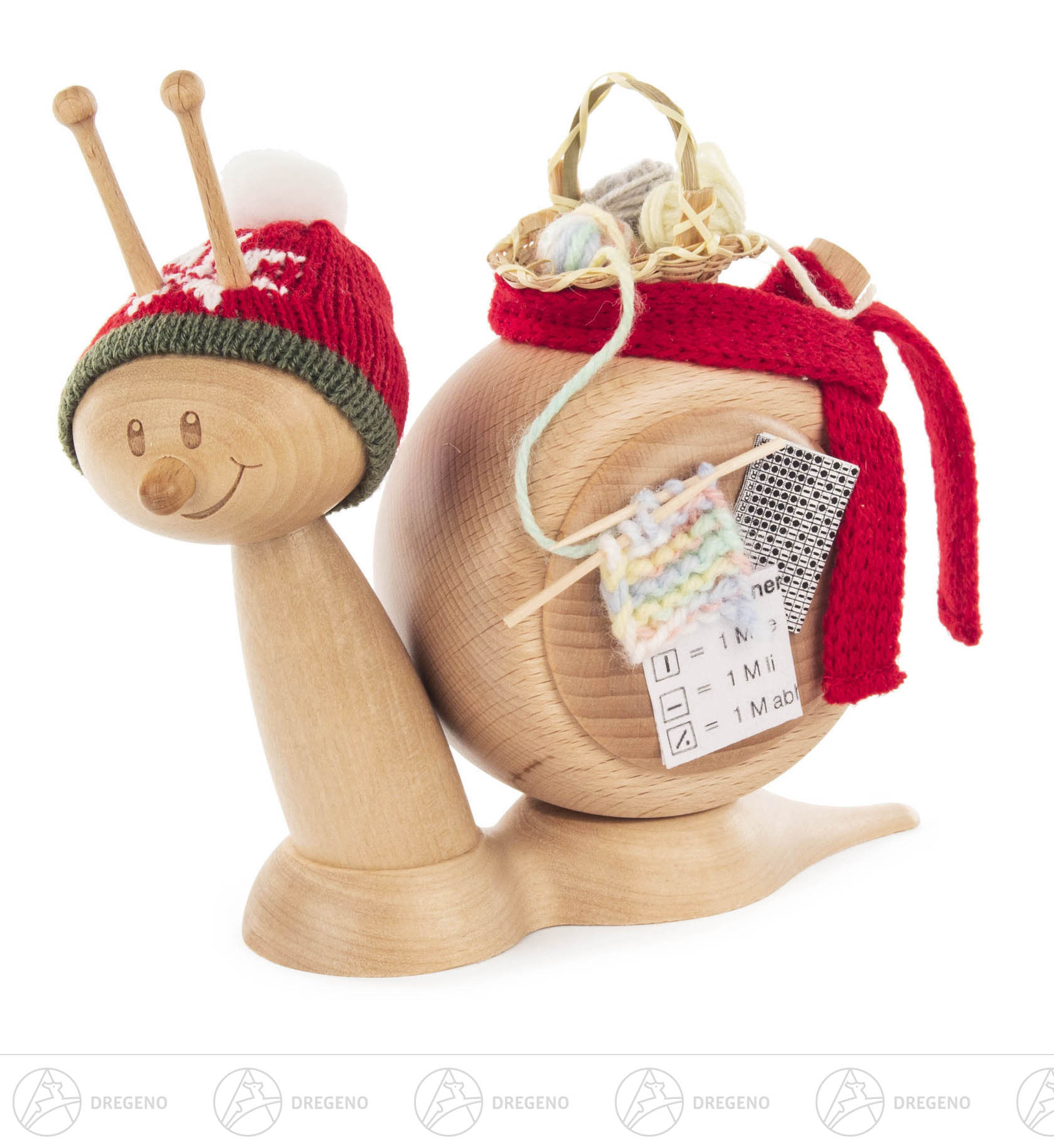 Räucherfigur Schnecke mit Strickzeug