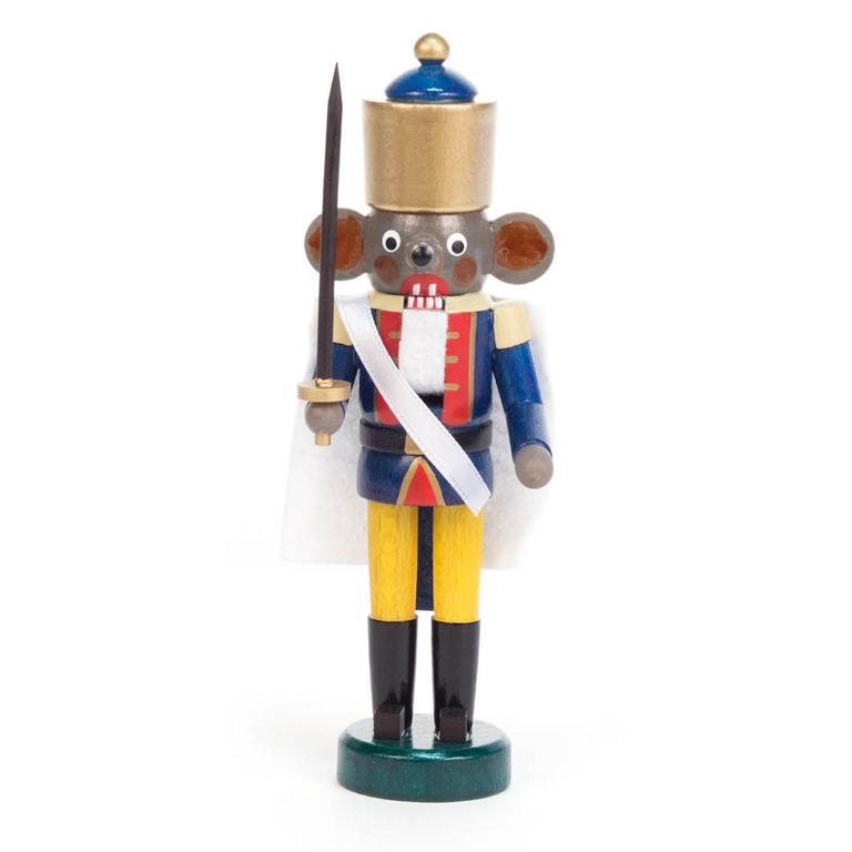 Nussknacker Mäusekönig blau-gelb, 14cm