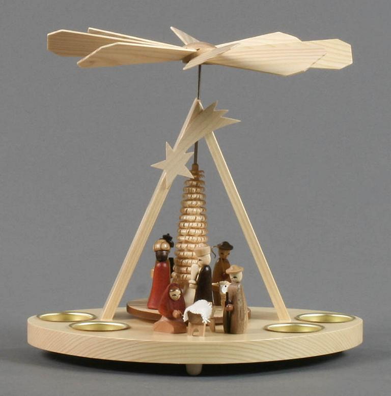 Pyramide mit Christi Geburt, für Teelichte